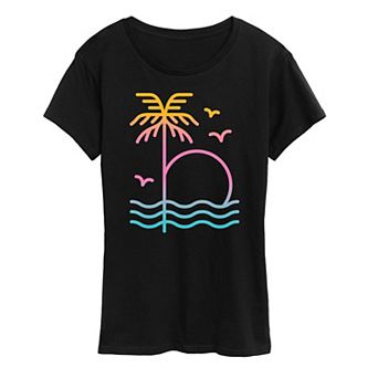 Women's Palm Sunset Ombre Graphic Tee