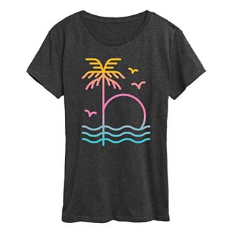 Women's Palm Sunset Ombre Graphic Tee