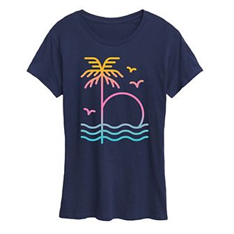 Women's Palm Sunset Ombre Graphic Tee