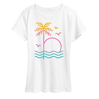 Women's Palm Sunset Ombre Graphic Tee