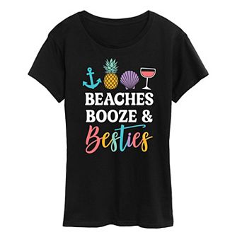 Women's Beaches Booze And Besties Graphic Tee