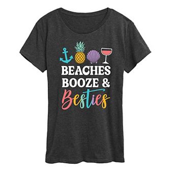 Women's Beaches Booze And Besties Graphic Tee