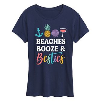 Women's Beaches Booze And Besties Graphic Tee