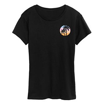 Women's Sunset Palm Trees Graphic Tee