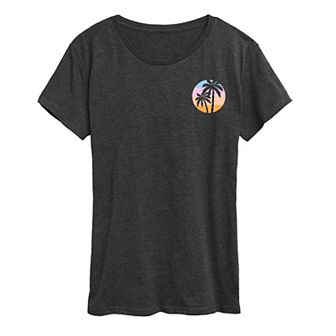 Women's Sunset Palm Trees Graphic Tee