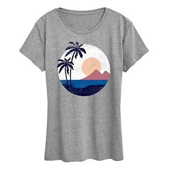 Women's Geometric Beach Scene Graphic Tee