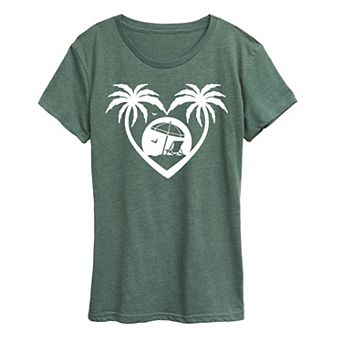 Women's Palm Trees Heart Scene Graphic Tee