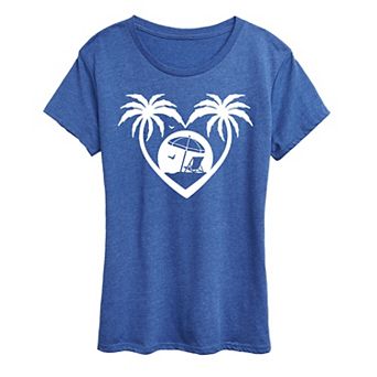 Women's Palm Trees Heart Scene Graphic Tee