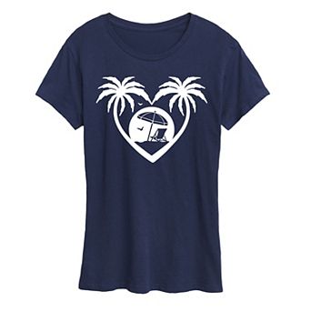 Women's Palm Trees Heart Scene Graphic Tee