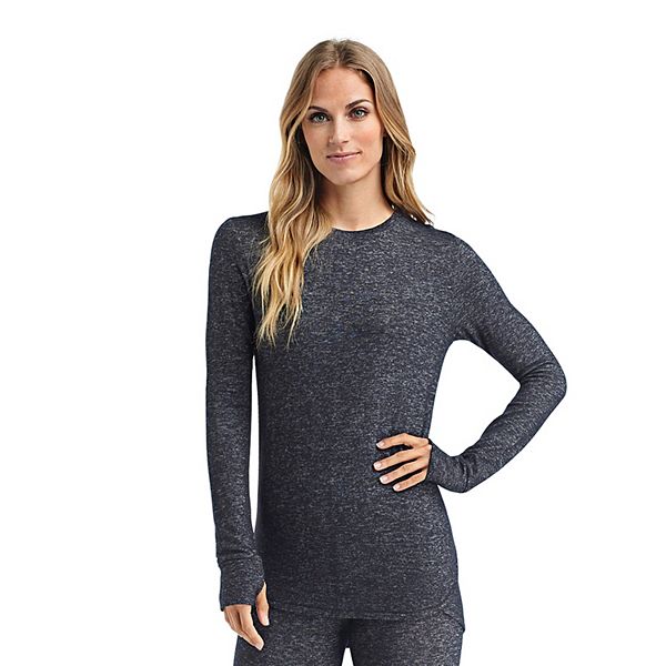 Women's Cuddl Duds® Soft Knit Long Sleeve Crew Top - Marled Charcoal (SMALL)