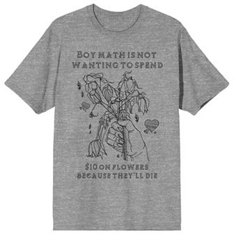 Juniors' "Boy Math Is Not Wanting to Spend $10 on Flowers" Graphic Tee