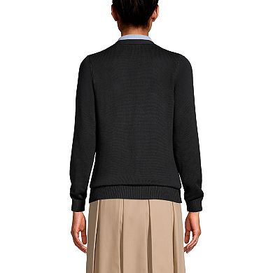 Women's Lands' End School Uniform Button Front V-Neck Cardigan Sweater