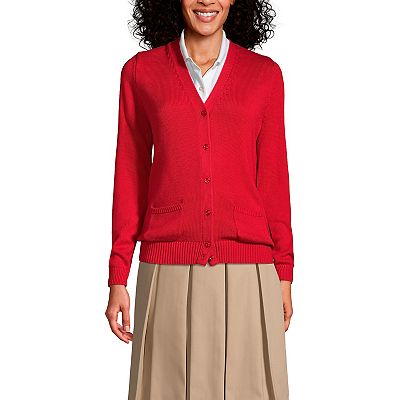 Women s Lands End School Uniform Button Front V Neck Cardigan Sweater