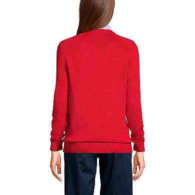 Women's Lands' End School Uniform Zipper-Front Cardigan Sweater