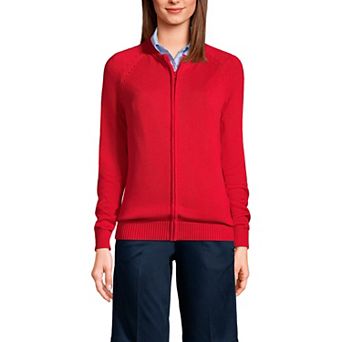 Women's Lands' End School Uniform Zipper-Front Cardigan Sweater