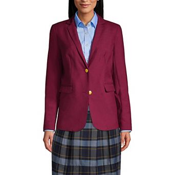 Women's Lands' End School Uniform Hopsack 2-Button Blazer Jacket