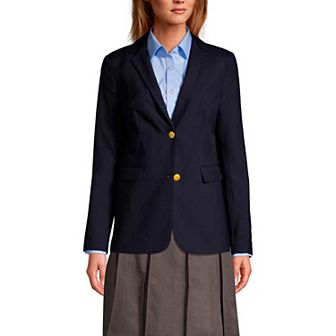 Women's Lands' End School Uniform Hopsack 2-Button Blazer Jacket