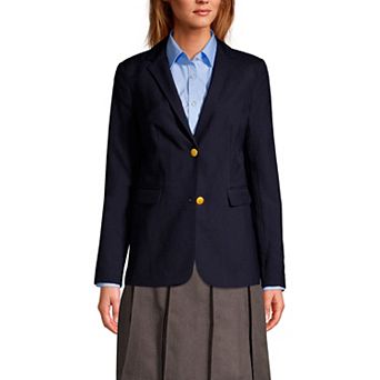 Women's Lands' End School Uniform Hopsack 2-Button Blazer Jacket