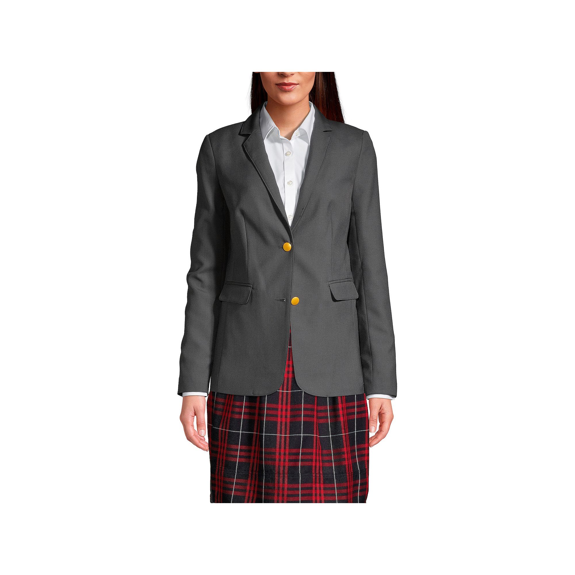 Womens Lands End School Uniform Hopsack 2-Button Blazer Jacket, Size: 4, 