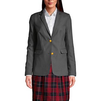 Women's Lands' End School Uniform Hopsack 2-Button Blazer Jacket