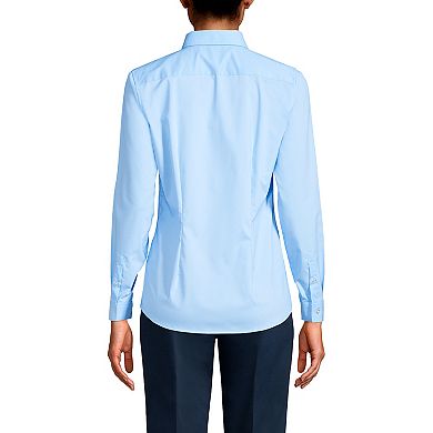 Women's Lands' End School Uniform No Gape Long Sleeve Collared Stretch Shirt