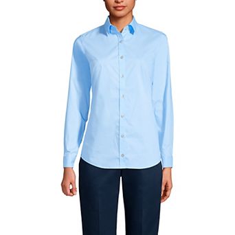 Women's Lands' End School Uniform No Gape® Long Sleeve Collared Stretch Shirt