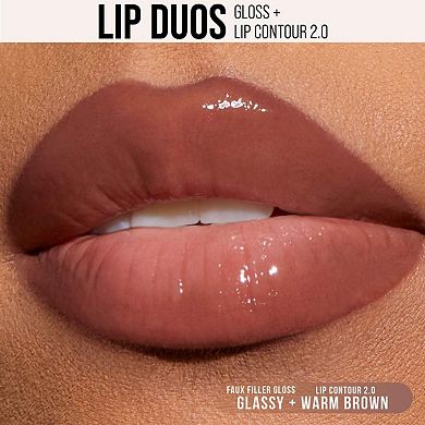 90s Brown Lip Liner and Lip Gloss Set