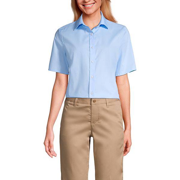 Women's Lands' End No Gape Short Sleeve Stretch Shirt