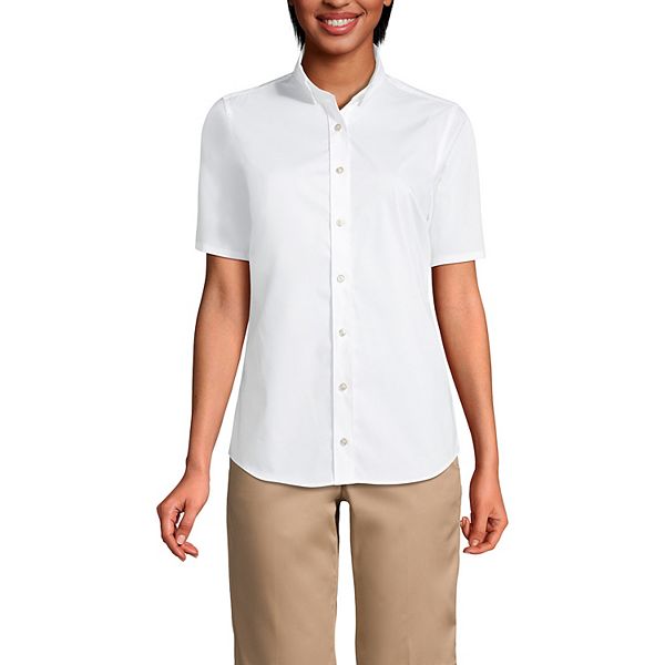 Women's Lands' End No Gape Short Sleeve Stretch Shirt