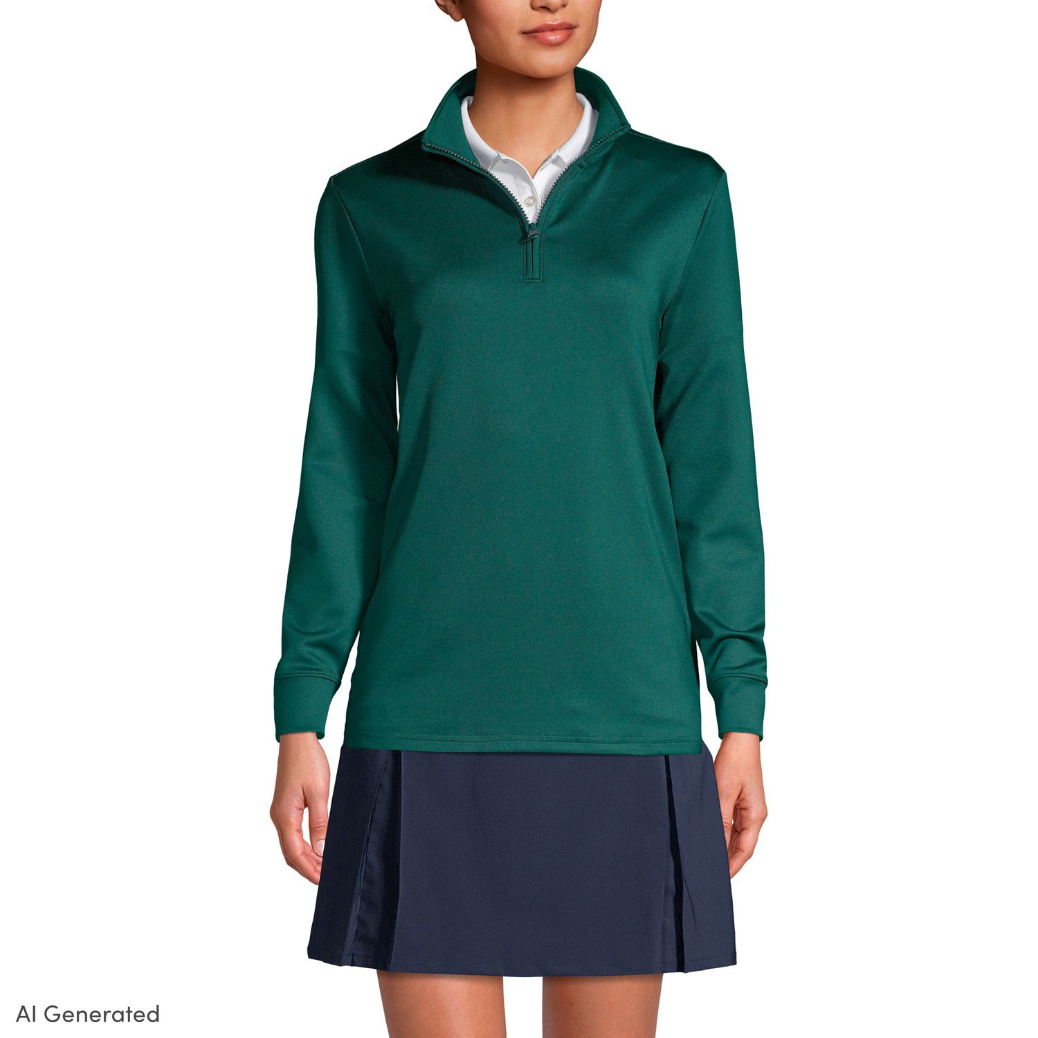 Pull ajouré col en V manches longues vert femme | La Halle