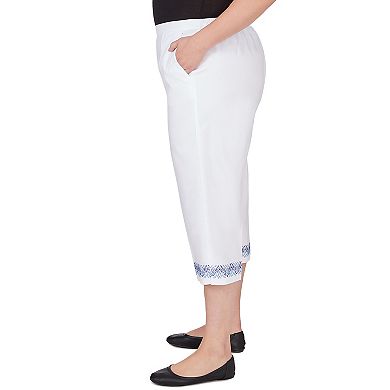 Plus Size Alfred Dunner Pull-On Embroidered Border Cuff Capri Pants