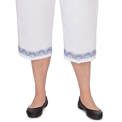 Plus Size Alfred Dunner Pull-On Embroidered Border Cuff Capri Pants