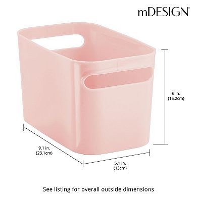 mDesign Deep Plastic Bath Storage Bin with Handles, 10" Long, 4 Pack, Light Pink