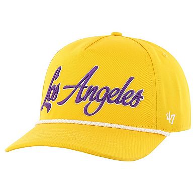 Men's '47 Gold Los Angeles Lakers Overhand Logo Hitch Adjustable Hat