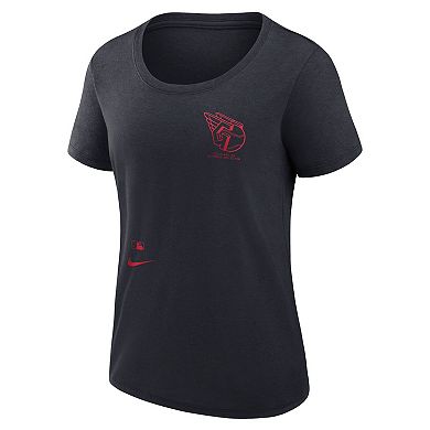 Women's Nike Navy Cleveland Guardians Authentic Collection Performance Scoop Neck T-Shirt