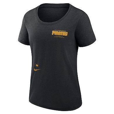 Women's Nike Black Pittsburgh Pirates Authentic Collection Performance Scoop Neck T-Shirt