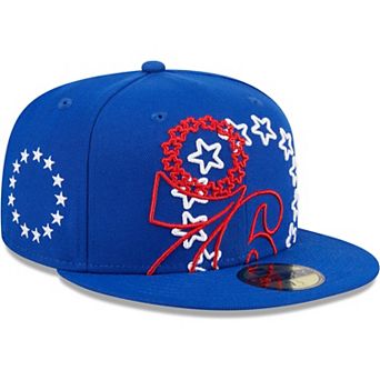 Men's New Era Royal Philadelphia 76ers Game Day Hollow Logo Mashup 59FIFTY Fitted Hat