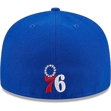 Men's New Era Royal Philadelphia 76ers Game Day Hollow Logo Mashup 59FIFTY Fitted Hat