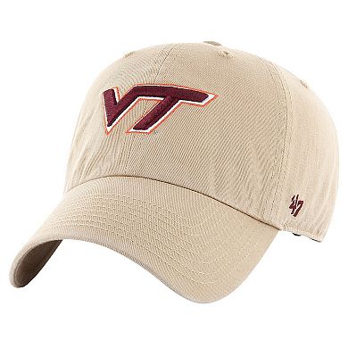 Men's '47 Khaki Virginia Tech Hokies Vintage Clean Up Adjustable Hat
