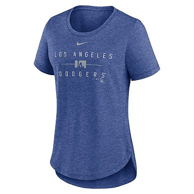 Women's Nike Heather Royal Los Angeles Dodgers Knockout Team Stack Tri-Blend T-Shirt