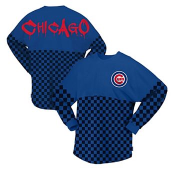 Women's Spirit Jersey Royal Chicago Cubs Checker Print Long Sleeve T-Shirt