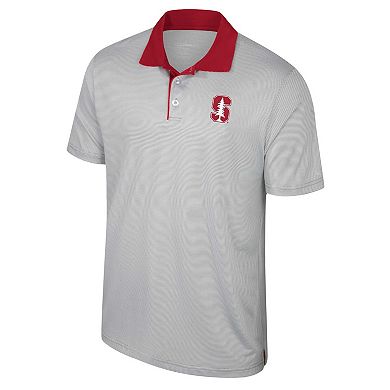 Men's Colosseum Gray Stanford Cardinal Tuck Striped Polo