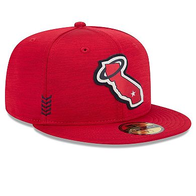 Men's New Era Red Los Angeles Angels 2024 Clubhouse 59FIFTY Fitted Hat