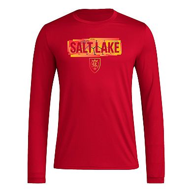 Men's adidas Red Real Salt Lake Local Pop AEROREADY Long Sleeve T-Shirt