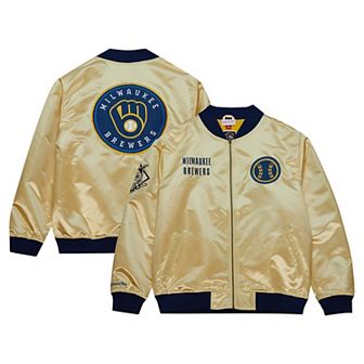 Men's Mitchell & Ness Gold Milwaukee Brewers OG 2.0 Lightweight Satin Full-Zip Jacket