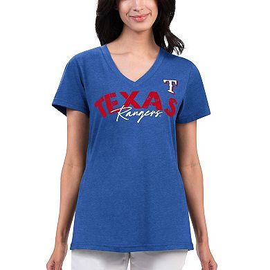 Women's G-III 4Her by Carl Banks Royal Texas Rangers Key Move V-Neck T-Shirt
