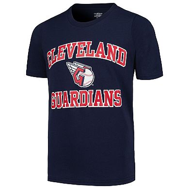 Youth Navy Cleveland Guardians Heart & Soul T-Shirt