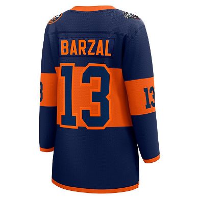 Women's Fanatics Branded Mathew Barzal Navy New York Islanders 2024 NHL Stadium Series Breakaway Player Jersey