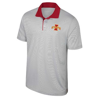 Men's Colosseum Gray Iowa State Cyclones Tuck Striped Polo