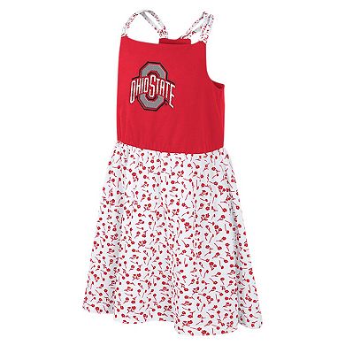 Girls Youth Colosseum Scarlet/White Ohio State Buckeyes Robin Floral Dress